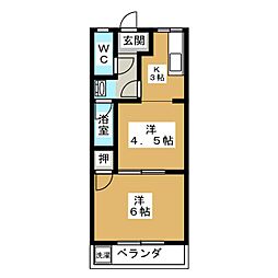 レジデンス大島 1DKの間取図画像