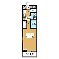 Racoon大垣 1Kの間取図画像