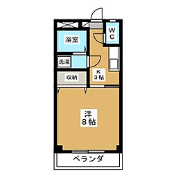 カレッジハウスA 1Kの間取図画像