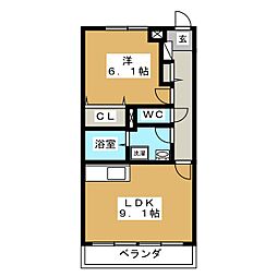 和郷マンション 1LDKの間取図画像