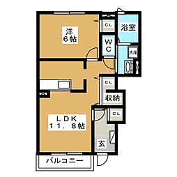 マロン 1LDKの間取図画像