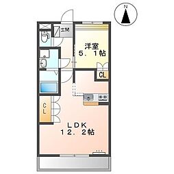 メルヴェーユ 1LDKの間取図画像