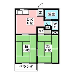 フォーブル金森B 2DKの間取図画像