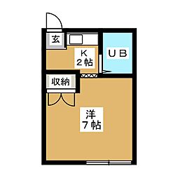 ヤナセコーポ1号館 1Kの間取図画像