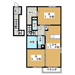 シャルムエトワール 2LDKの間取図画像