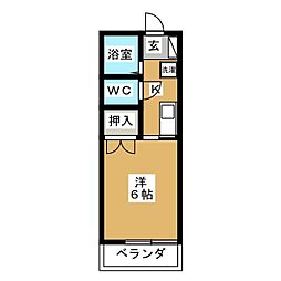 クラスターサウス 1Kの間取図画像