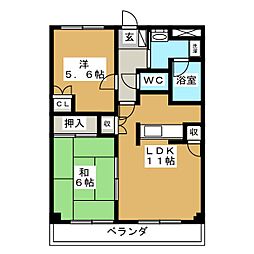 アメニティパークC 2LDKの間取図画像