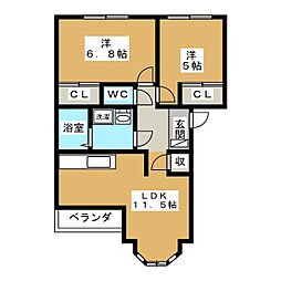 オンテール 2LDKの間取図画像
