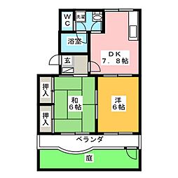 コンフォールシャトー 2DKの間取図画像