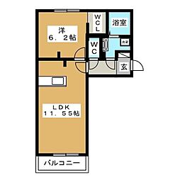 シェリーナ 1LDKの間取図画像