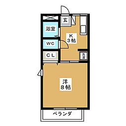 ベルメゾンA 1Kの間取図画像