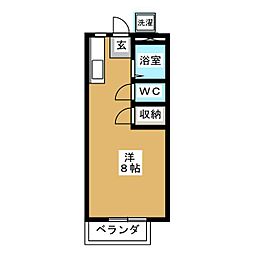 AXIV2 ワンルームの間取図画像