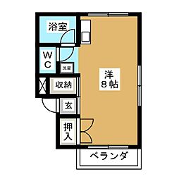 アルカディア赤坂 ワンルームの間取図画像