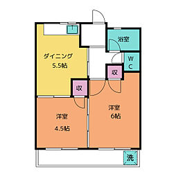 ピアリー琴が丘 2DKの間取図画像