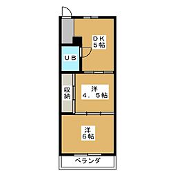 日電ビル 2DKの間取図画像