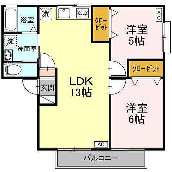 セジュール林A ｜岐阜県各務原市蘇原新栄町１丁目(賃貸アパート2LDK・2階・53.81㎡)の写真 その2