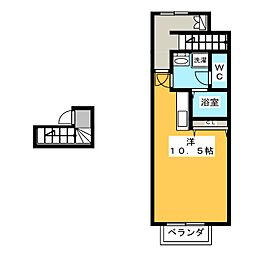 フィアス小網 2階ワンルームの間取り