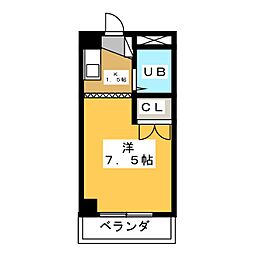 エール21 1Kの間取図画像