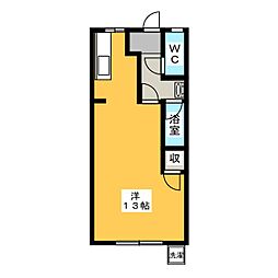 サンシャイン 1階ワンルームの間取り