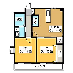 メトロポリス 2LDKの間取図画像