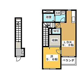 アルカネット 1LDKの間取図画像