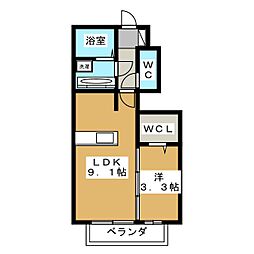 ルガールマルトB 1LDKの間取図画像