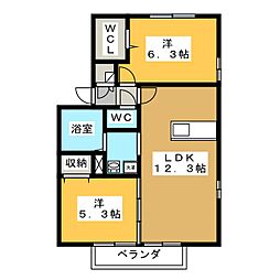 ディライト 2LDKの間取図画像