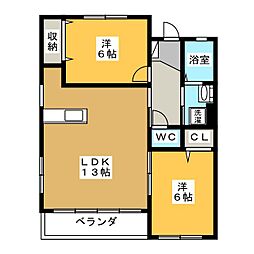 アルテール・カーサ 2LDKの間取図画像