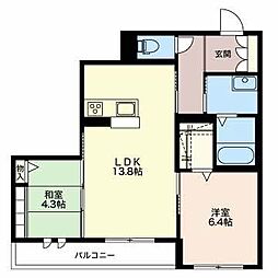 リオリエント蘇原 2LDKの間取図画像