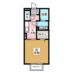 メープル 1Kの間取図画像