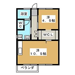 ユニメント小林1 1LDKの間取図画像