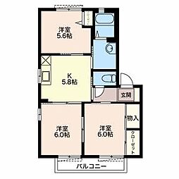 アーヴル 3DKの間取図画像