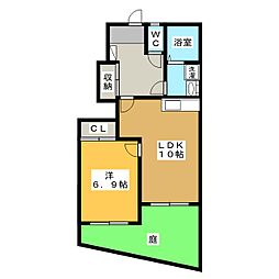 ヒルクレスタ 1LDKの間取図画像