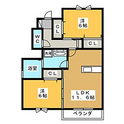 グランビューソニック 2LDKの間取図画像
