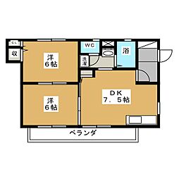 グレイスメゾン 2DKの間取図画像