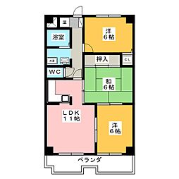 各務野ハイツ2 3LDKの間取図画像