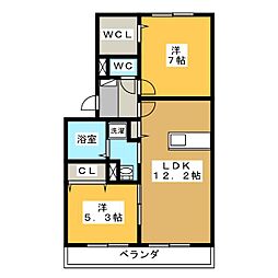 フィオーレ桜 2LDKの間取図画像