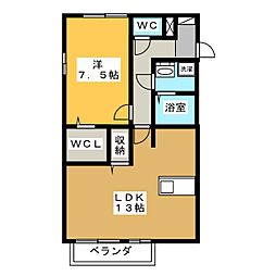 モナリエ那加 1LDKの間取図画像