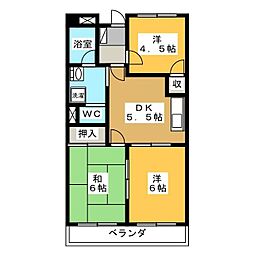ハイツリバーランド 3DKの間取図画像