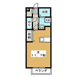 キャロットB ワンルームの間取図画像