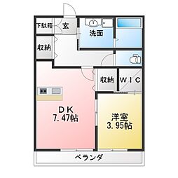 グリーンフォレスト那加門前 1DKの間取図画像