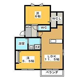 セジュール三ツ池 2LDKの間取図画像