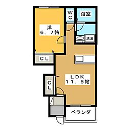 レジデンスY2 1LDKの間取図画像