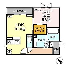 D-ROOM鵜沼東町 1LDKの間取図画像