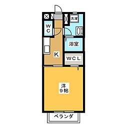 サニーウェルDEN 1Kの間取図画像
