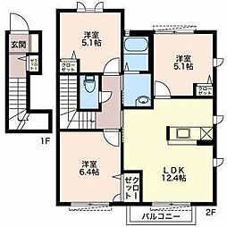 メゾンソレイユ 3LDKの間取図画像