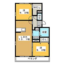 プルミエ3 2LDKの間取図画像