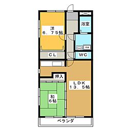 サンフェスタKATOB 2LDKの間取図画像
