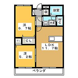 エレシームスクエア 2LDKの間取図画像