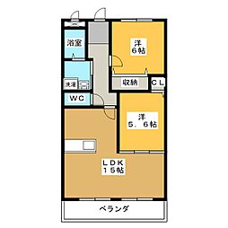 ハートフルタウン弐番館 2LDKの間取図画像